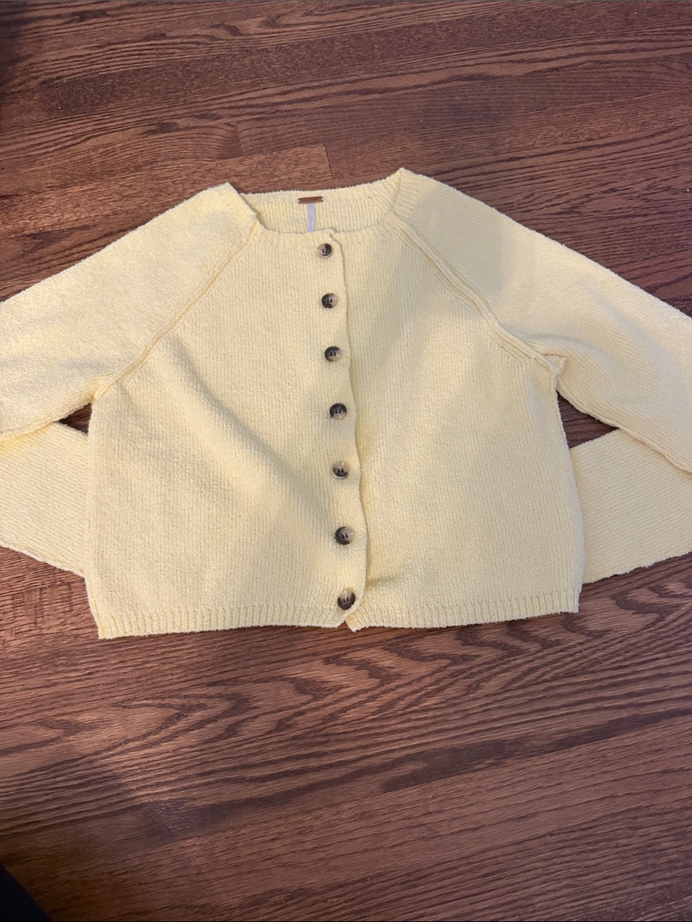 Free People Soft Knit Button-Front Sweater Cardigan - Pale Yellow Size XS